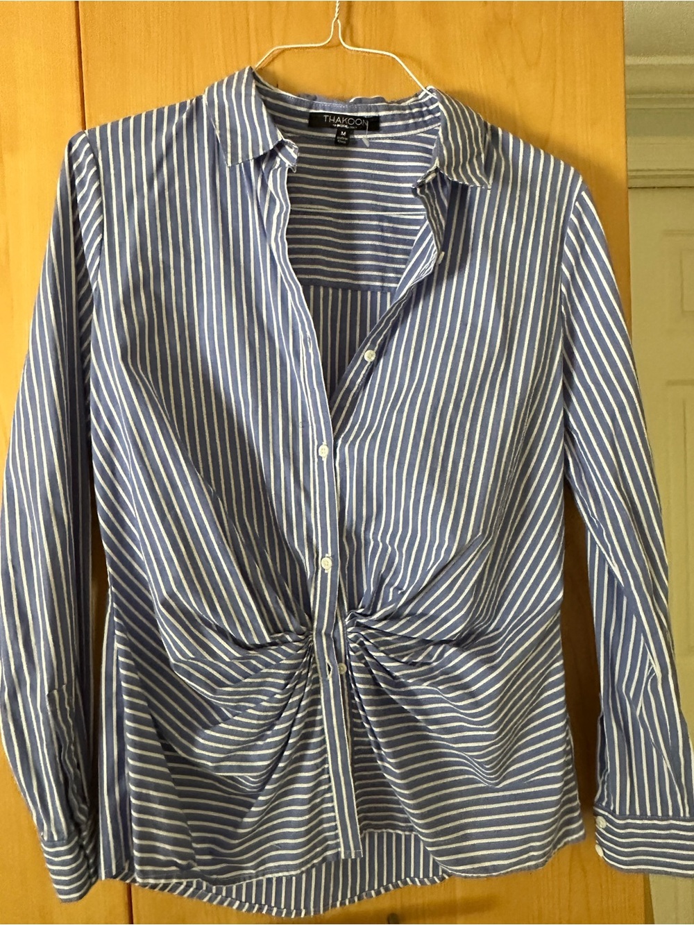 Thakoon Blue & White Striped Casual Button-Down